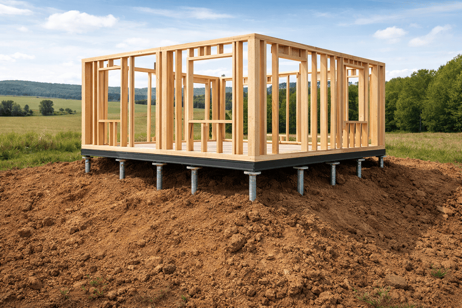 Maison ossature bois sur technopieux